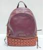 Michael Kors Rhea Floral Burgundy Studded Leather Backpack Bag image number 1
