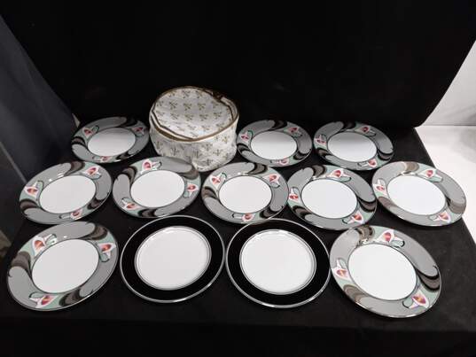 Fitz & Floyd Lis de Platine & Platinum Rondelet Dinner Plates 12pc Set image number 1