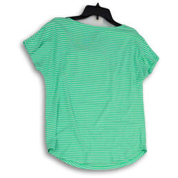 Womens Green White Striped Round Neck Short Sleeve Pullover T-Shirt Size S alternative image