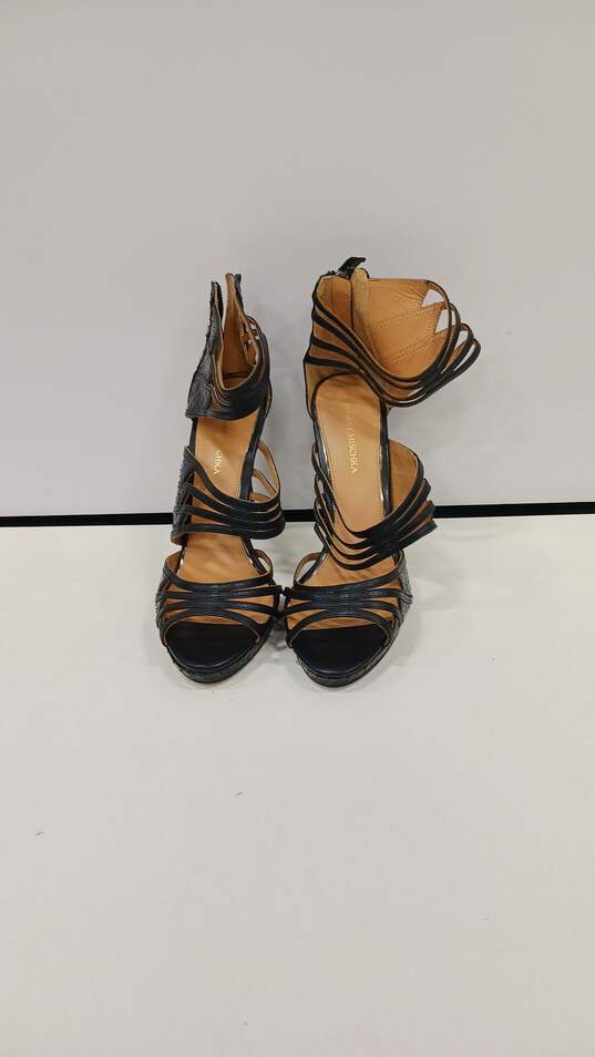 Badgley Mischka Black And Brown Strappy High Heels Size 11 NWT image number 1