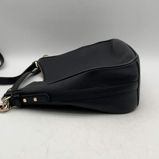 Kate Spade Womens Black Gold Leather Adjustable Strap Crossbody Bag image number 3