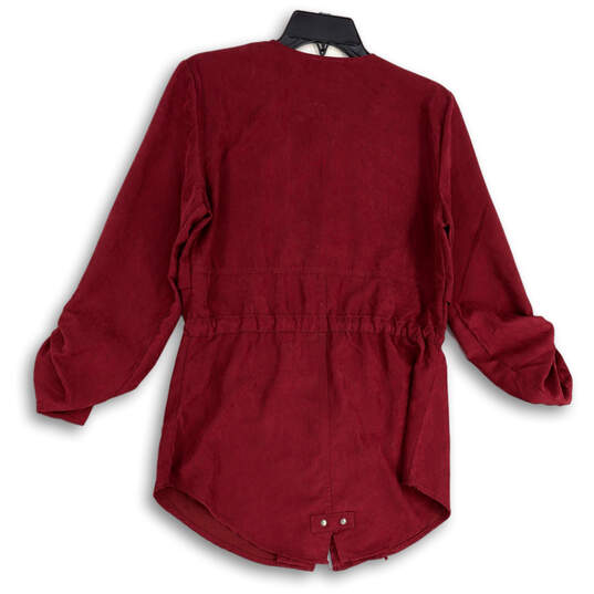 NWT Womens Red Roll Tab Sleeve Drawstring Full-Zip Utility Jacket Size S image number 2