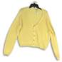 NWT Womens Yellow Knit Long Sleeve Button Front Cardigan Sweater Size L image number 1