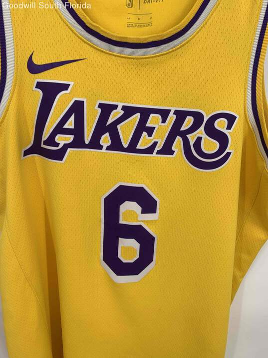 Nike Mens Yellow Purple White Los Angeles Lakers LeBron James #6 NBA Jersey Sz M image number 2