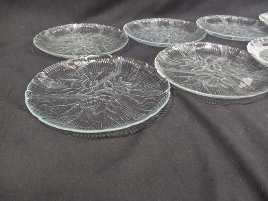 Vintage Set of Eight Cut Etched Glass Dinner Plates image number 2