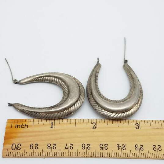 Sterling Silver Modernist Hoop Earrings 15.8g image number 4