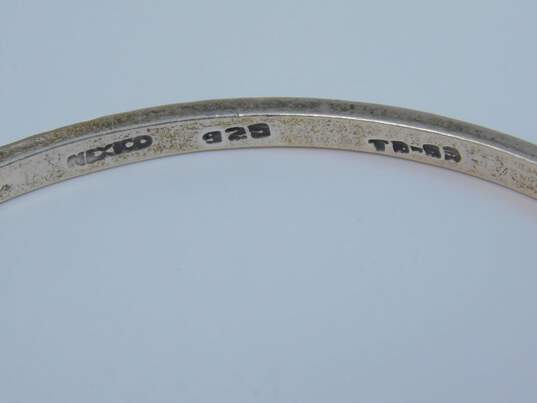 Taxco Sterling Silver Malachite Etched Bangle Bracelets 42.6g image number 9