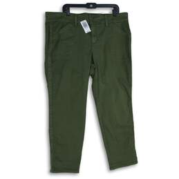 NWT Torrid Womens Green Flat Front Slash Pocket Straight Leg Chino Pants Size 20