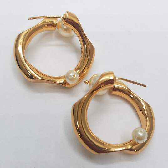 Outhouse Gold Tone Pearls Des Celeste Hoop Earrings 25.6g image number 2