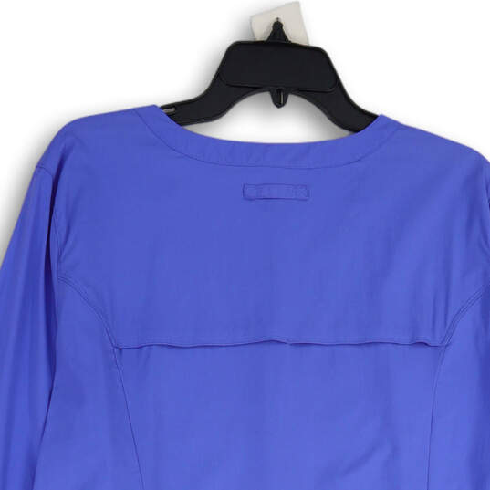 NWT Womens Blue Henley Neck Pleated Long Sleeve Tunic Blouse Top Size XXL image number 4