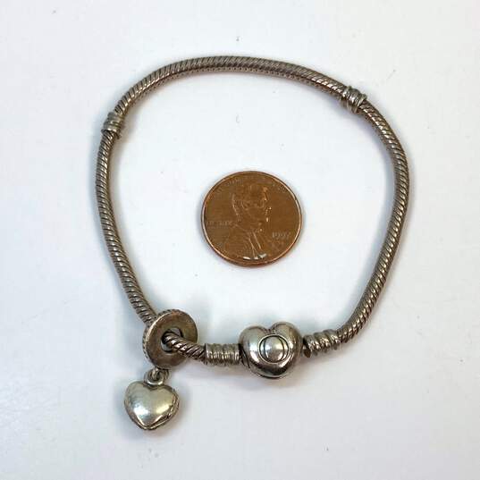 Designer Pandora 925 ALE Sterling Sliver Link Chain Heart Charm Bracelet image number 4