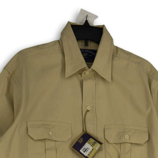 NWT Mens Tan Long Sleeve Spread Collar Button-Up Shirt Size Medium image number 3