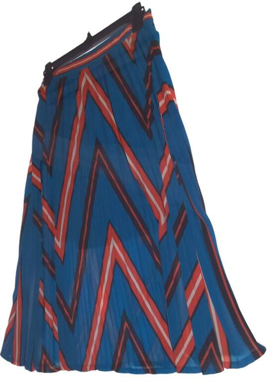 Womens Blue Chevron Pleated Side Zipper A Line Skirt Size Small image number 6
