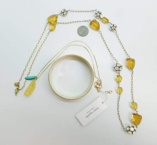 Kate Spade & J. Crew Gold Tone Crystal & Yellow Enamel Jewelry 101.1g image number 6