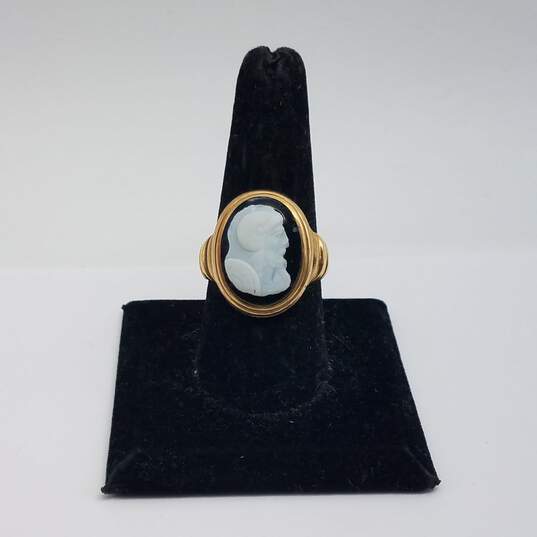 10k Gold Onyx Cameo Sz 10 Ring 9.5g image number 2