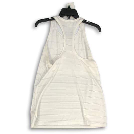 Athleta Womens White Striped Scoop Neck Sleeveless Pullover Tank Top Size Medium image number 2