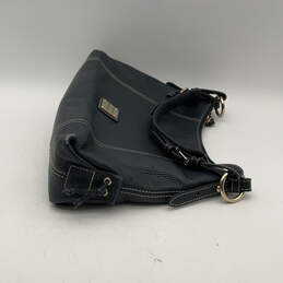 Womens Blue Leather Adjustable Strap Inner Pockets Zipper Hobo Bag alternative image
