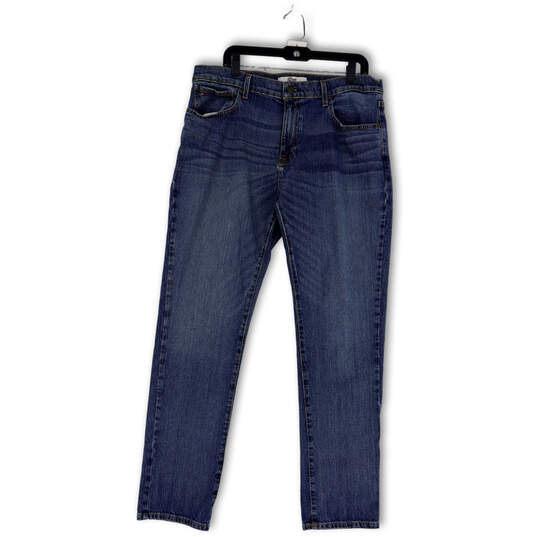 Mens Blue Denim Medium Wash Pockets Stretch Straight Leg Jeans 36X34 image number 1