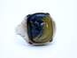 Antique 10K Yellow Gold Carved Tigers Eye Roman Soldier Cameo Men's Ring 4.8g image number 3