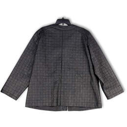 Womens Black Geometric Long Sleeve Pockets Full-Zip Jacket Size 22W alternative image