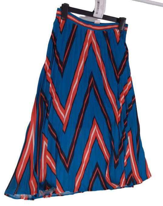 Womens Blue Chevron Pleated Side Zipper A Line Skirt Size Small image number 4