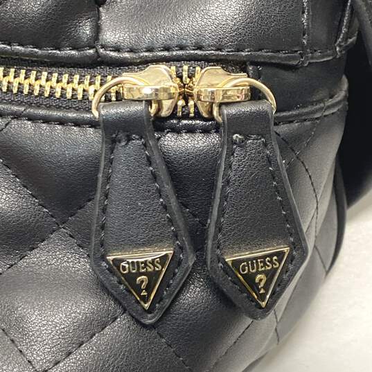 GUESS Black Quilted Zip Backpack Bag image number 6