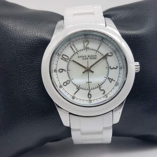 Anne Klein NY 12/225 35mm WR 100ft White Dial MOP Ceramic Crystal Watch 80g image number 4