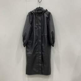 Asos Design Womens Gray Waterproof Wind Wave Hooded Long Rain Coat Size 2