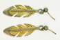 Les Hill Dine Navajo 925 Silver Two Tone Feather Drop Dangle Earrings 3.5g image number 2