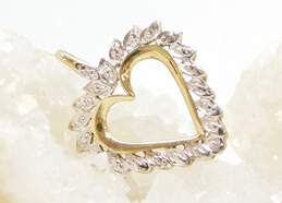 Fancy 10k Yellow Gold Diamond Accent Heart Pendant 1.6g