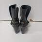 Fossil women's Black Leather Heeled Harness Boots Size 8 image number 4