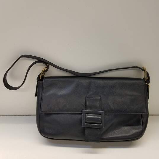 Giani Bernini Black Leather Crossbody Purse Shoulder Messenger Mail Carrier  Bag