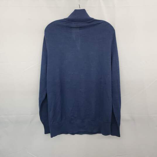 Brooks Brothers Blue Merino Wool 1/4 Zip Pullover Sweater MN Size L NWT image number 2