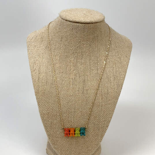 Designer Betsey Johnson Gold-Tone Multicolor Gummy Bear Pendant Necklace image number 1