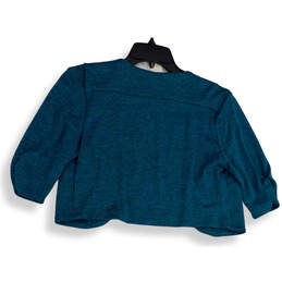 NWT Womens Blue 3/4 Sleeve Knitted Cropped Open Front Cardigan Sweater Sz 8 alternative image