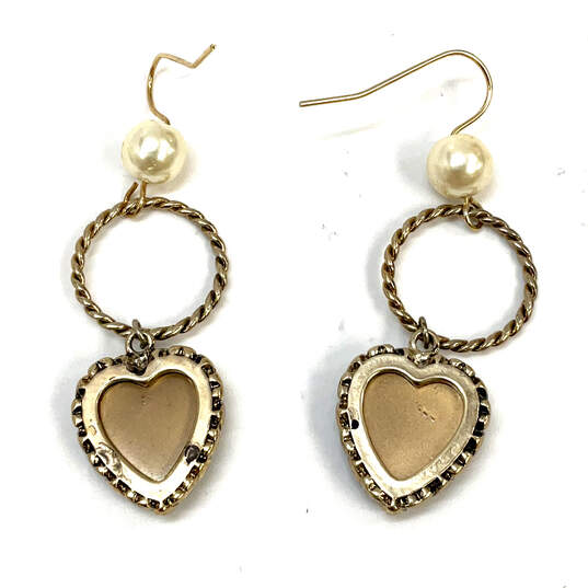 NWT Designer Betsey Johnson Gold-Tone Fish Hook Heart Shape Dangle Earrings image number 5