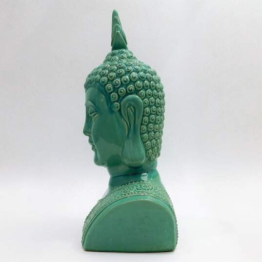 Large Ceramic Turquoise Blue Glaze Thai Buddha Head Statue Idol God 22 Inch image number 4