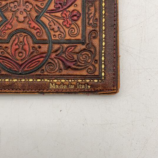 Charles Singere Mens Brown Embossed Leather Slim Checkbook Bifold Wallet image number 5
