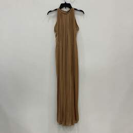 NWT Zara Womens Tan Sleeveless Crew Neck Long Maxi Dress Size Medium