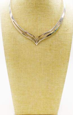 (G) 925 Sterling Silver Collar Statement Necklace 29.1g