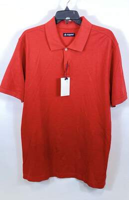 NWT Scappino Mens Red Short Sleeve Collared Button Polo Shirt Size X Large