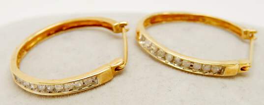 10K Yellow Gold 0.18 CTTW Round Channel Set Diamond Hoop Earrings 2.2g image number 1