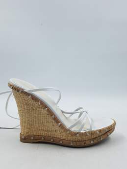 Authentic Stuart Weitzman White Lace-Up Sandal W 7.5M