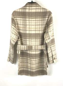 Elie Tahari omens Multicolor Plaid Long Sleeve Collared Belted Pea Coat Size XS alternative image