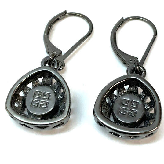 Designer Givenchy Silver-Tone Crystal Cut Stone Lever Back Dangle Earrings image number 2