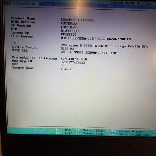 Lenovo IdeaPad 3 14ADA05 14" Laptop AMD Ryzen 3500U CPU 8GB RAM NO SSD image number 8