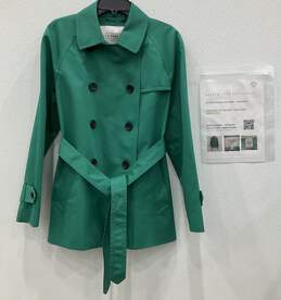 Coach Teal Cotton Short Trench Coat