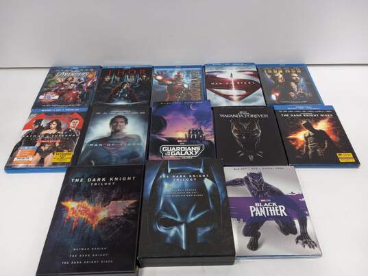 13 Marvel & DC Blu Ray/ DVD Movie Bundle image number 1