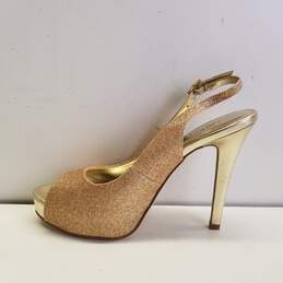 Cathy Jean Gold Glitter Pump Sandal Heels Shoes Size 7.5 alternative image
