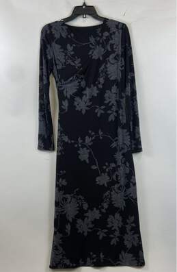 Lauren Ralph Lauren Womens Black Floral Gray Long Sleeve Wrap Dress Size 6 alternative image